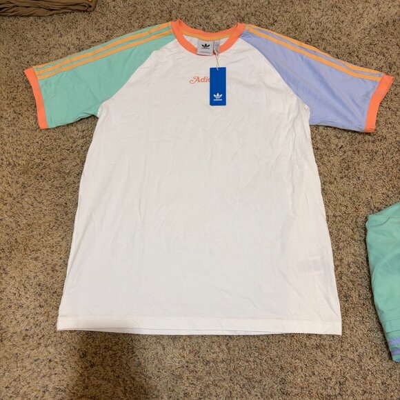 Adidas Originals Enjoy Summer Shorts & Raglan Tee Matching Set Colorblock - Picture 8 of 15